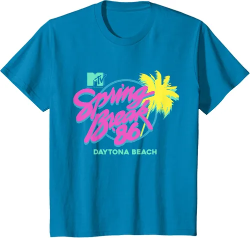 Vista 6 de MTV Camiseta de cuello redondo de ajuste clásico - Spring Break Daytona Beach, negro, adulto, manga corta, algodón y poliéster
