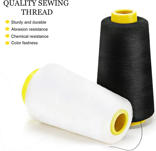 Vista 3 de BBTO 6 rollos de 3000 yardas cada bobina de cono de hilo de servidor para máquina de coser, hilo de poliéster para acolchado overlock