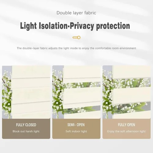 Vista 5 de Persianas de cebra Changshade para ventanas interiores con filtro de luz, persianas de cebra con cordón para puertas corredizas de vidrio