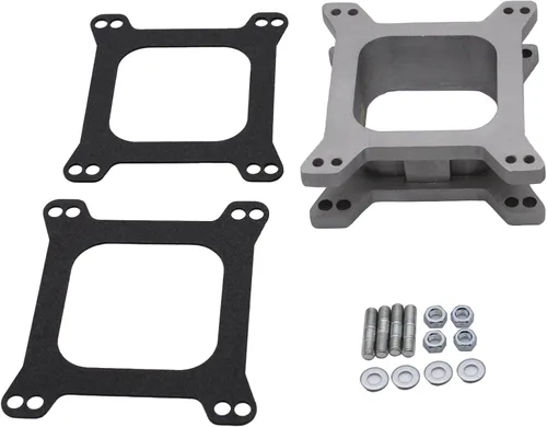 Vista 2 de Espaciador de carburador de aluminio de 1 pulgada con tubo de vacío de 3/8 pulgadas para F-ord M-opar Holley