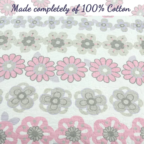 Vista 6 de Orchid Lola - Juego de edredón reversible de 100 % algodón para niños y niñas, diseño de flores