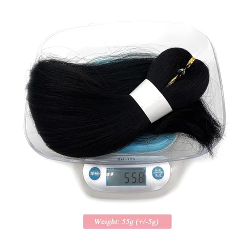 Vista 6 de Pelo trenzado corto 1B negro preestirado Extensiones de pelo trenzado para niños para trenzas de caja sin nudos, pelo trenzado preestirado de 16