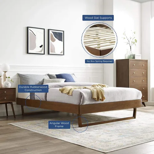 Vista 8 de Modway MOD-6212-WAL Billie - Marco de cama con plataforma de madera, tamaño individual, nogal