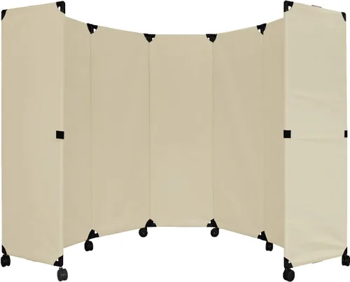 Vista 6 de VERSARE MP10S - Mampara plegable portátil de pared Diseño económico de 5 paneles Separador de habitación portátil con ruedas Configuración