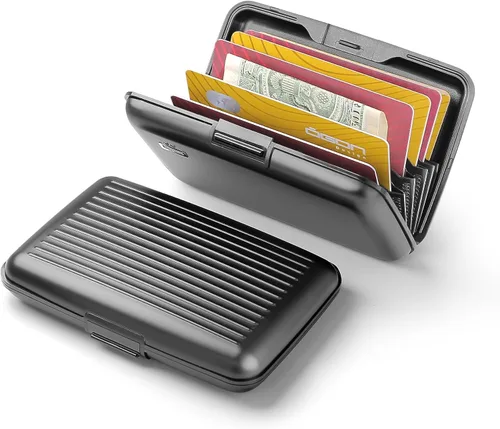 Vista 51 de ÖGON -DESIGNS- Portatarjetas de aluminio, protección RFID contra fraude y desmagnetización, billetera compacta, funda inteligente modelo STOCKHOLM V1