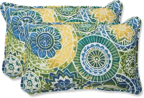 Vista 11 de Pillow Perfect Almohada decorativa floral para interiores y exteriores, relleno de felpa, resistente a la intemperie y a la decoloración, lumbar