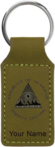 Vista 28 de LaserGram Llavero rectangular, bandera de Nicaragua, grabado personalizado incluido, Bambú