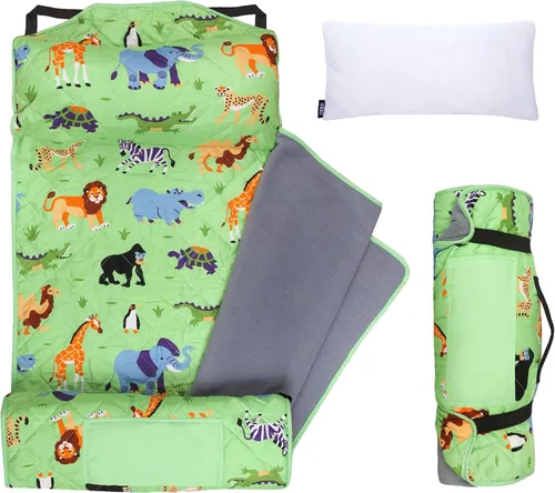 Vista 12 de Wildkin Tapete acolchado moderno de microfibra para siesta con almohada reutilizable para niños y niñas, ideal para dormir en primaria