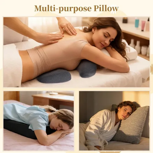 Vista 6 de Almohada de pecho para masaje, almohada boca abajo para dormir, cojín ergonómico para el pecho, cojín de masaje para cama de dormir, spa, hogar