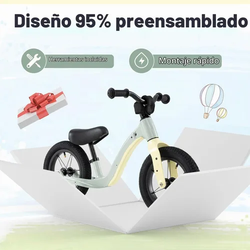 Vista 7 de BABY JOY Bicicleta de equilibrio de 12 pulgadas, marco de aleación de magnesio con asiento ajustable, manubrio giratorio de 360° y neumáticos