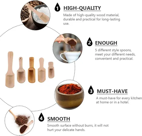 Vista 4 de DOITOOL Juego de 10 cucharas de sal pequeñas de madera, cuchara de sal de madera, mini cucharada de té y condimentos para hojas de té, condimentos
