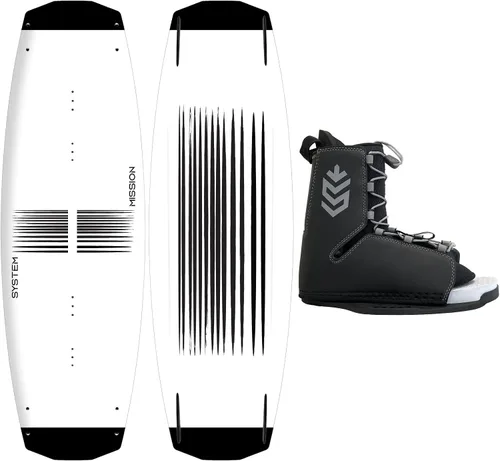 Vista 2 de System & Hyperlite Wakeboard Machete con fijaciones System Tour Wakeboard se adapta a tamaños de bota 8-14 Tablas 136, 140, 56.7 in Misión 53.5 in