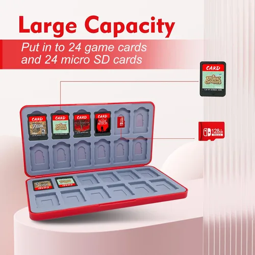 Vista 2 de WNJACO Switch Game Card Case Nintendo Switch Game & Micro SD Card, Customized Pattern Switch Lite Game Card Storage Box with 24 Game Card Slots and
