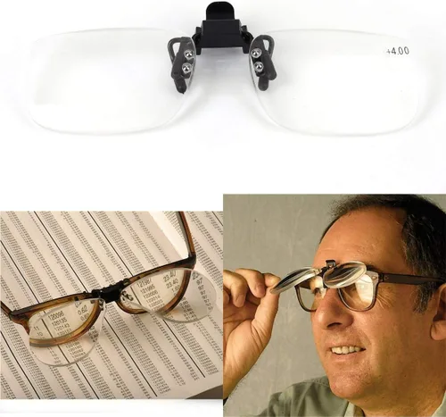 Vista 4 de Gafas de lectura con clip y lupa abatible, lupa, lentes para lectores unisex (2.0 x)