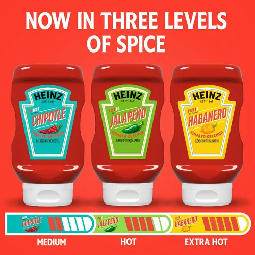 Vista 9 de Heinz Ketchup de tomate mezclado con chipotle, botella exprimible de 14 onzas