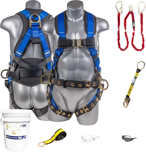 Vista 18 de Palmer Safety Arnés de seguridad de protección contra caídas Hammerhead Series Kit de seguridad I Arnés Premium + Cordón + Kit de extensor de anillo