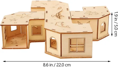 Vista 6 de Hamster Tunnel Labyrinth House- Juguete de laberinto de hámster de madera, juguete para hacer ejercicio de túnel de mascotas, casa creativa