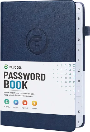 Vista 7 de Libro de contraseñas con pestañas alfabéticas, protector de contraseñas de tapa dura, organizador de cuaderno de contraseñas para computadora e