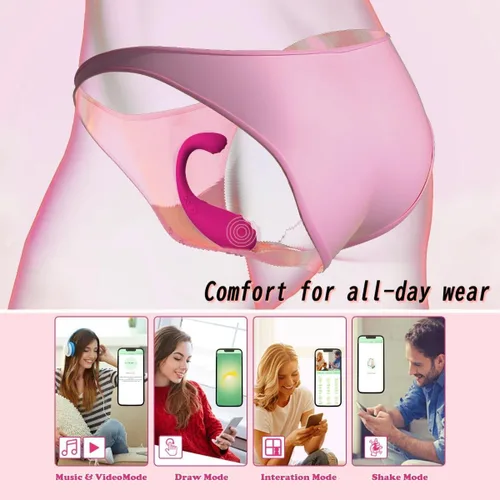 Vista 9 de Consolador vibrador de clítoris con aplicación de control remoto, vibrador portátil, juguetes sexuales para adultos, vibraciones para mujeres, braga