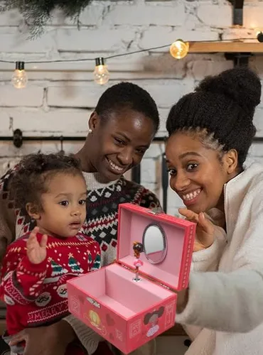Vista 7 de FALUOS Joyero musical con bonita caja de música de princesa giratoria estuche de almacenamiento de joyas el mejor regalo de juguetes para niñas