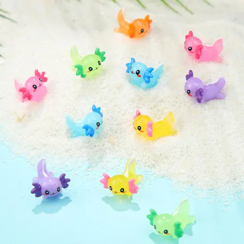 Vista 6 de Junkin 24 Piezas Mini Figuras de Ajolote Dijes Figuras de Ajolote de Resina en Miniatura Pequeñas Figuras de Animales Nuevas Ornamento para Jardín