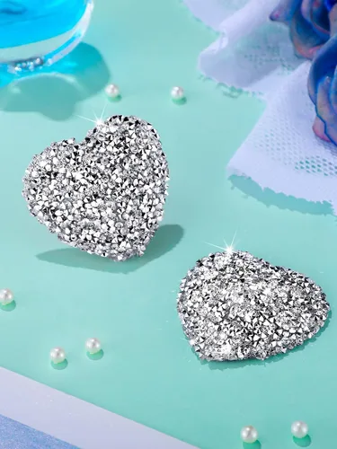 Vista 2 de Cubiertas adhesivas para el pecho con diamantes de imitación, cubiertas para el pecho con purpurina, calcomanías reutilizables, cubiertas de brasier
