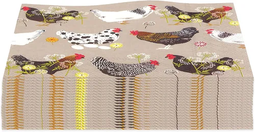 Vista 4 de Boston International Ideal Home Range - Servilletas de cóctel de papel de lino para gallinas, 20 unidades, 5 x 5