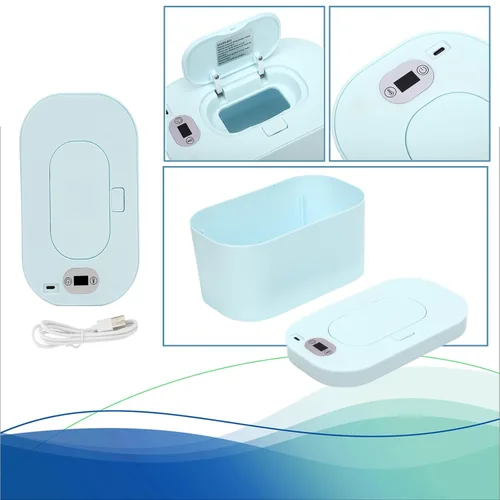Vista 8 de Calentador de Toallitas para Bebé, Dispensador Portátil de Toallitas Húmedas con Alimentación USB y Control de Temperatura, Calentador de Toallas
