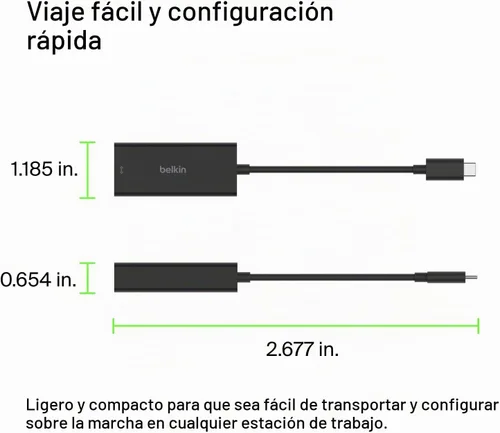 Vista 3 de Belkin Adaptador Ethernet USB tipo C a 2.5 Gb, certificado USB-IF Thunderbolt 3 y 4/USB-C a LAN adaptador de red compatible con MacBook Pro/Air
