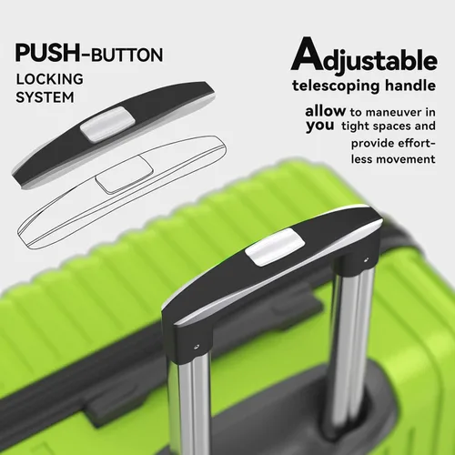 Vista 3 de Strenforce Conjuntos de 3 piezas (202428)" Maletas Spinner ABS Hardshell Equipaje con cerradura TSA, B-verde manzana
