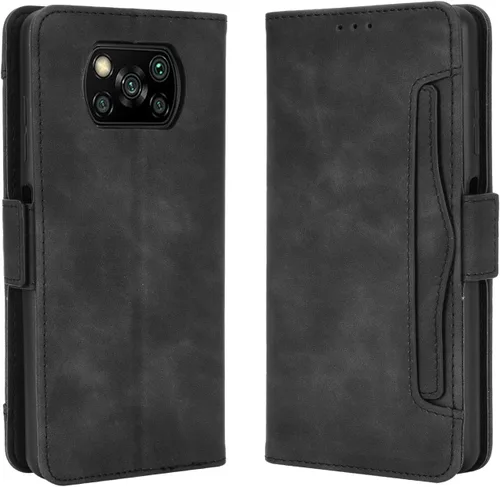 Vista 2 de Funda para Xiaomi Poco X3 NFC Funda Funda para Xiaomi Poco X3 MZB07Z2IN / Poco X3 NFC Funda Flip PU Cuero Negro
