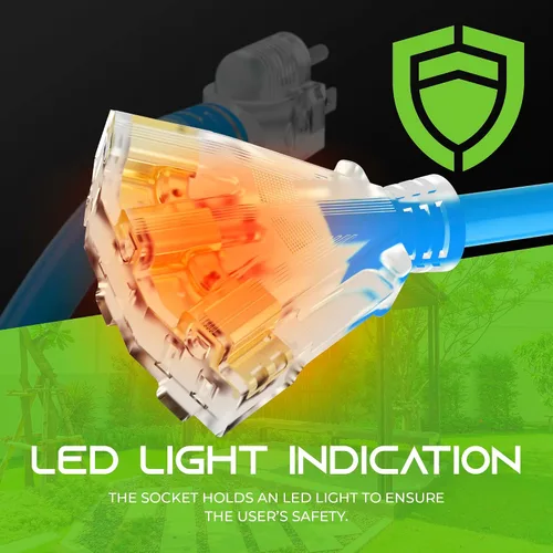 Vista 4 de GearIT Extensión de 10 AWG de 100 pies (azul) y luz de trabajo LED de 20 pies 1200LM