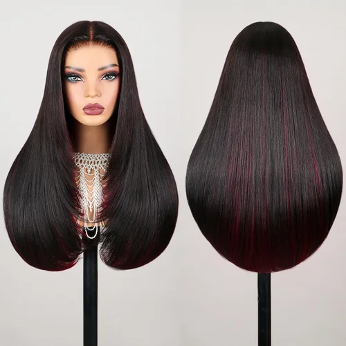 Vista 18 de TESLAL - Peluca de mezcla de cabello humano lacio rubio ceniza de encaje de 6 x 6 pulgadas, sin pegamento, 20 pulgadas Premium Fiber Blend Human