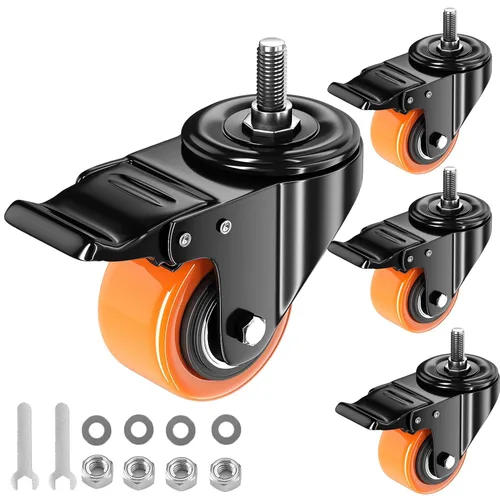 Vista 11 de Juego de 4 ruedas de vástago de 2 pulgadas 1/2 "-13 x 1 ", ruedas roscadas resistentes