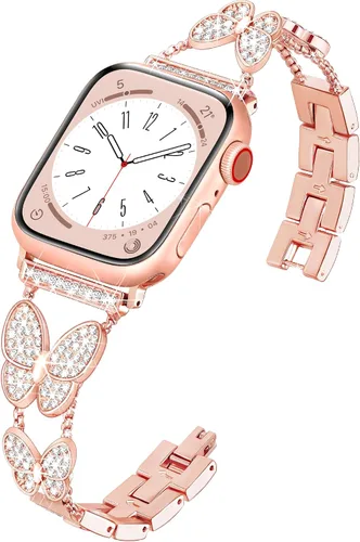 Vista 7 de wipalor Correa de mariposa para Apple Watch de 1.772 pulgadas, 1.732 pulgadas, 1.654 pulgadas, 1.732 pulgadas, 1.732 pulgadas, para mujer, correa