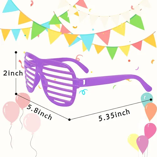 Vista 4 de Paquete de 72 lentes de sol de neón ranurados a granel, estilo retro de los años 80, regalos de fiesta para niños y adultos