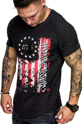 Vista 28 de COOFANDY Camiseta Muscular para Hombre de Manga Raglán Plisada Camiseta de Culturismo para Gimnasio Manga Corta Camisas de Entrenamiento de Moda