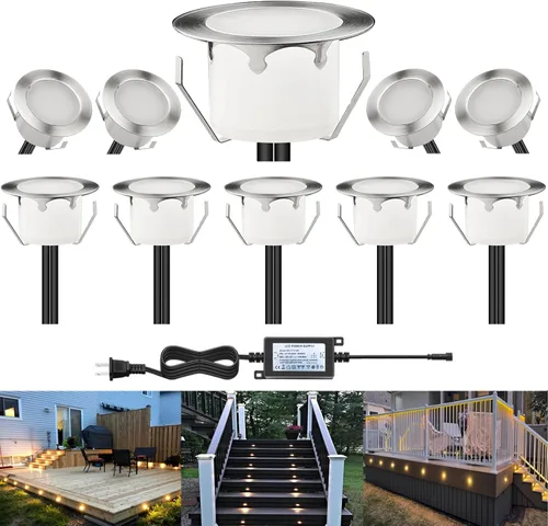 Vista 14 de Kit de luces LED que cambian de color con transformador y control remoto, paquete de 10 luces IP67 impermeables Φ1.77 pulgadas, 12 V, bajo voltaje