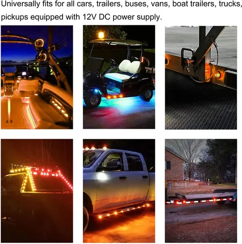 Vista 6 de Luz LED Purishion de 10 x 3/4 pulgadas. Luz redonda para faro delantero y trasero, luz indicadora para camión, coche, remolque, furgoneta, caravana