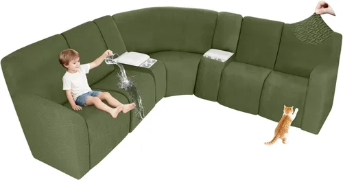 Vista 44 de ALIECOM Fundas 100% impermeables para sofá seccional reclinable, forma de L, elásticas, para esquina, funda para sofá seccional reclinable, lavable