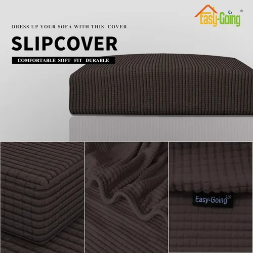 Vista 4 de Easy-Going - Funda de cojín elástica para sofá biplaza, funda de cojín protectora para asiento de sofá, suave, flexible con parte inferior elástica