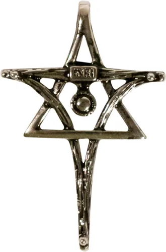 Vista 2 de Inri Colgante Cruz Cristiana Mesiánica y Estrella de David Aleación de oro.
