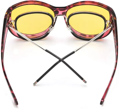 Vista 2 de SIPHEW - Gafas de visión nocturna para conducir, unisex, marco redondo, gafas polarizadas para noche