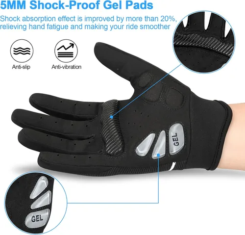 Vista 2 de Guantes de ciclismo para hombresmujeres-almohadilla de gel de 0.197 in guantes antideslizantes de bicicleta de carretera para MTB ciclismo