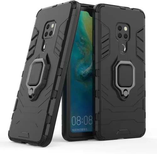 Vista 6 de Funda para Huawei Mate 20 con protector de pantalla de vidrio templado y soporte magnético para anillo con soporte, accesorios delgados para celdas