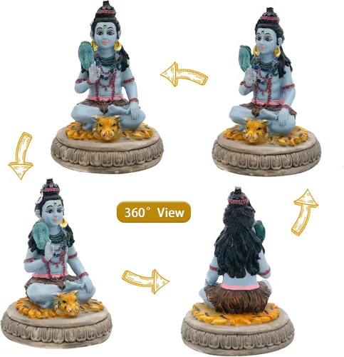 Vista 2 de alikiki Estatua hindú de Dios Señor Shiva – 3.8 pulgadas de alto, ídolo indio Shiva para decoración de tablero de automóvil, artículo de Diwali