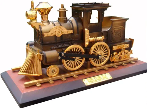 Vista 4 de Clásico Vintage Retro Clockwork ferroviario tren caja de música - negro/café (negro)