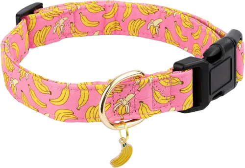 Vista 7 de Collar de algodón para perro, suave y lindo con diseño estampado de limón para hembras, hembras, machos, collar de mascota con hebilla ajustable