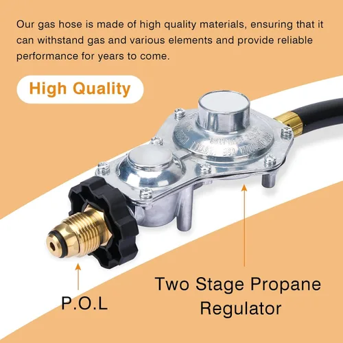 Vista 3 de Manguera de propano F273684 de 12 pies con regulador POL compatible con calentadores Mr Heater Big Buddy, manguera de calentador de propano sin