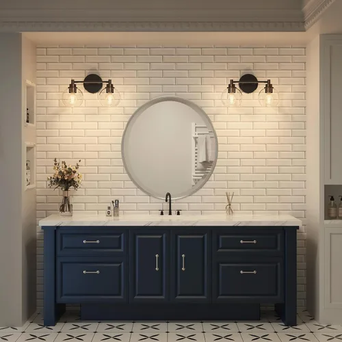 Vista 6 de VONLUCE Accesorios de iluminación de baño, luz de tocador de baño de 2 luces con pantallas de vidrio globo E26, luces de tocador para dormitorio